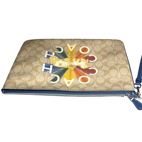 NWT RARE COACH Zippered Case In Signature Canvas W/Coach Radial Rainbow - Picture 4 of 9